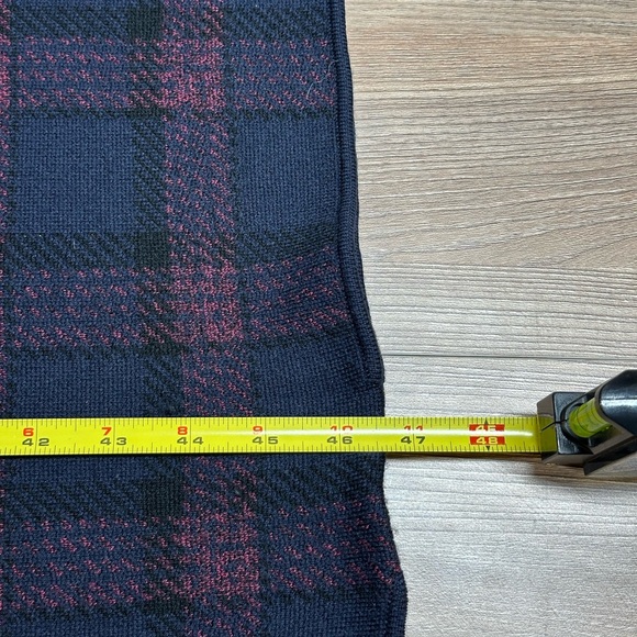 Theory Florencia Burgundy Plaid Wool Poncho Cape Turtleneck - Picture 10 of 13